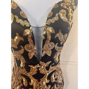 Ricarica women's sequin‎ party dress black and gold wedding guest party size L